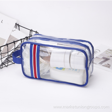 PVC clear portable webbing travel large capacity wash storage bag cosmetic bags